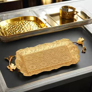 Plateau à chocolat en métal doré de bonne qualité avec feuille décoration de table Design antique plateau de service au chocolat pour les occasions spéciales - Product Image 4
