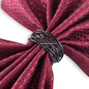 Golden & Silver Metal Wire Napkin Rings in Round Shape for Hotel and Wedding Dinner <b>Table</b> Decor Napkin Holders - Product Image 2