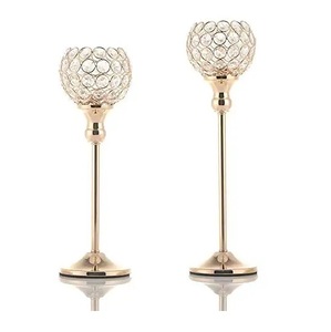 Bougeoirs bougeoirs de luxe avec perles de cristal élégants pour table à manger basse et décoration intérieure - Product Image 3