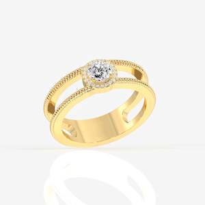 Men's 14K Gold <b>Ring</b> with Portuguese Cut Moissanite Diamond Regal <b>Crown</b> Collection - Product Image 2