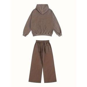 Streetwear blanc délavé à l'acide survêtements Top qualité tissu lourd hommes Vintage lavage fermeture éclair à capuche étiquette de marque personnalisée - Product Image 2