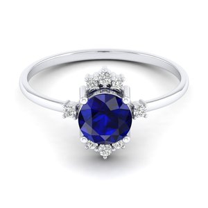 Anillos de Plata de Ley 925 con Zafiro Azul de Corte Redondo de 0.84 Ct, Diseño Más Reciente de REYES, Joyería Preciosa de Moissanita al por Mayor - Product Image 5