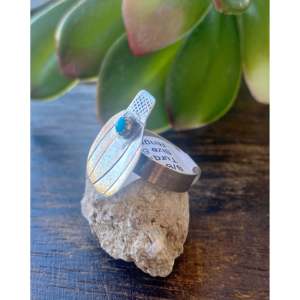 For Philips Tsosie Handmade Men's <b>Ring</b> Kingman Turquoise & Sterling Silver <b>Dainty</b> Bezel Setting Size 5.25 Everyday Wear - Product Image 4