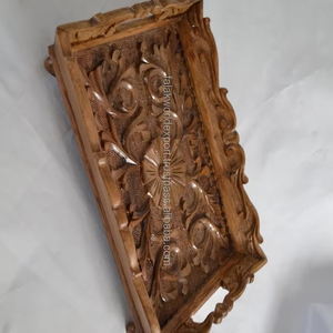 Plateau de service de petit déjeuner en bois d'acacia rectangulaire de luxe de haute qualité pour hôtel restaurant maison avec la meilleure qualité en gros - Product Image 1