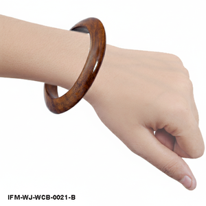 Handcrafted Wooden Curved <b>Bangle</b> <b>Bracelet</b> Smooth Polished Natural Wood Wristband Minimalist Boho Jewelry for Women - Product Image 3