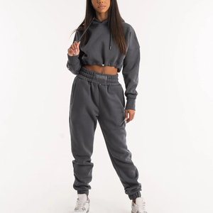 Sudadera con capucha corta para mujer, 100% algodón, manga larga, jersey de invierno, con logo personalizado, cuello con capucha, top informal de moda para mujer - Product Image 2