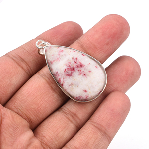 Colgante de Plata de Ley 925 con piedras preciosas de cinabrio natural con ajuste de bisel de moda Chapado en plata Colgante de moda para mujer. - Product Image 4