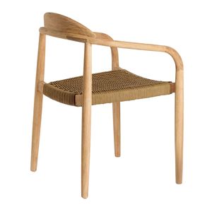 Formedge Contemporary Solid Wood Dining <b>Chair</b> Acacia Wood Frame with Woven Polyester Rope Seat for Villa Cafe & Restaurant - Product Image 4