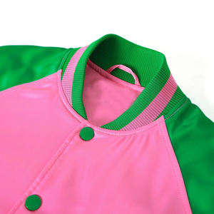 Women's Custom Plus Size Baseball <b>Jacket</b> Embroidered Logo Satin Material Breathable & Winter Season Appropriate - Product Image 4