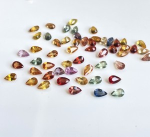 Pera de zafiro multicolor calentada solo natural 5x7mm Calidad AAA facetada normal-Pera de zafiro multicolor suelta facetada - Product Image 2