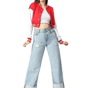 Nuevo diseño de chaqueta de invierno para mujer, chaqueta de invierno transpirable de béisbol con letras a la venta, chaquetas universitarias de retales de lana - Product Image 5