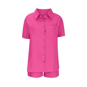 Vêtements de sport décontractés pour femmes ensemble de fitness de gymnastique 2 pièces soutien-gorge de Leggings de Yoga à séchage rapide avec costume de sport Sexy à manches courtes à épaules tombantes - Product Image 5