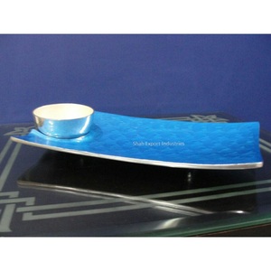 Gran diseño de mesa de Metal, bandeja decorativa para servir alimentos, bandeja para servir bebidas hechas a mano para el hogar y hoteles con Color esmaltado - Product Image 5