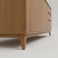 Buffet moderne à deux portes et deux tiroirs pour salon, en chêne massif écologique, avec table de manucure et ensemble de chaises – Vente en gros