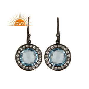 Pendiente colgante de piedras preciosas de topacio blanco Natural y topacio azul de plata de ley superventas, joyería personalizada para mujer, regalo para ella - Product Image 1