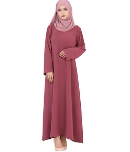Wholesale Solid Color Long Sleeve Islamic Women Abaya Muslim <b>Hijab</b> Casual Dress ladies Abaya - Product Image 6