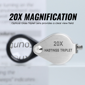 Lupa de bolsillo 20x para joyería, aumento de alta calidad con lente de triplete de vidrio óptico, cuerpo de acero inoxidable, reparación de reloj plegable - Product Image 2