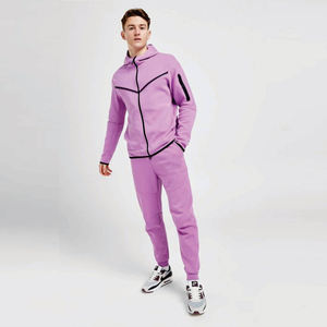 <b>Men</b> <b>purple</b> tracksuit two piece set zip up <b>hoodie</b> and jogger pants athletic sportswear gym training outfit casual wear - Product Image 4