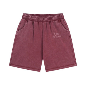 Pantalones cortos lavados con ácido de cintura media para hombre, corte inspirado en los años 90, transpirable, 100% algodón, cierre de cordón de punto, cómodos y elegantes - Product Image 3