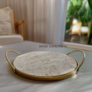 Ustensiles de cuisine décoratifs en métal argenté plateau de service alimentaire poignées de concepteur design attrayant Style moderne Top vente Dessert alimentaire - Product Image 2