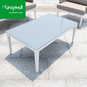 Ensemble <span class=keywords><strong>de</strong></span> <span class=keywords><strong>salon</strong></span> <span class=keywords><strong>de</strong></span> jardin 4 pièces en aluminium gris moderne résistant aux intempéries avec table en verre et tressage en corde pour <span class=keywords><strong>balcon</strong></span> et restaurant - Product Image 6