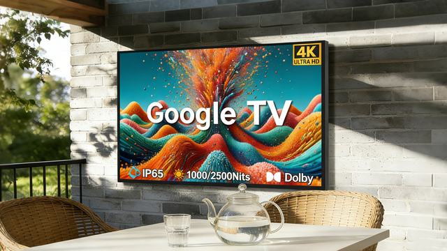 75/86 Inch IP65 Waterproof Outdoor TV 4K Google TV 2000 Nits Smart Commercial TV for Patio Garden Restaurant Hotel