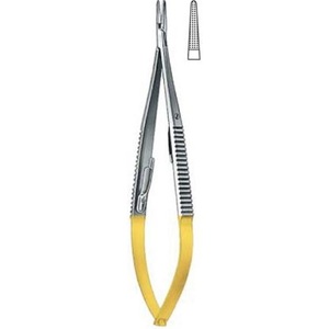 Porte-aiguille CASTROVIEJO en acier inoxydable de qualité supérieure Design ergonomique Inserts TC antidérapants Porte-aiguilles - Product Image 1
