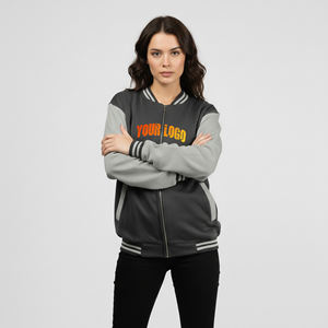 OEM/ODM Custom Silk Screen Printed Logo Women's Varsity Jacket Pearls Dyed Cotton Lining Breathable 2-Tone Streetwear Winter - Product Image 4