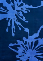 Tapis moderne abstrait bleu rectangulaire en coton de haute qualité, résistant au feu et antidérapant, à poils touffus |   Tissu tufté à la main sur mesure, respectueux de l'environnement