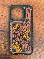 Nouvelle Arrivée Élégante Coque de Téléphone en Cuir Repoussé Personnalisée Luxe Vintage Haute Qualité pour iPhone 14 / 15