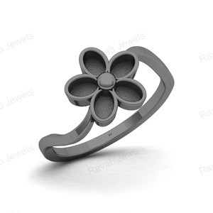 Ensemble de bagues de luxe tendance pour femmes, motif floral, haute qualité, ovale 5x3mm, en argent sterling 925, sertissage clos plaqué 925, pour mariage - Product Image 2