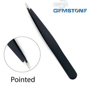 Juego Profesional de Pinzas para Cejas 4 en 1 de Acero Inoxidable, Logotipo Personalizado, Depilación, Modelado, Punta Inclinada, Plana, Angulada, Cuero Negro - Product Image 5