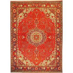 Tapis en laine naturelle de Tabriz noué à la main, traditionnel, pour la décoration des sols de la maison et du bureau - Product Image 1