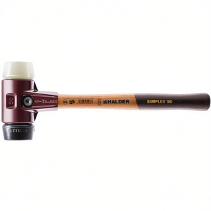 Marteau à tête souple SIMPLEX, longueur 300 mm, diamètre de la tête 30 mm, bois moyen dur/dur/caoutchouc, noir/blanc nylon, pour percussion HALDER - Product Image 3