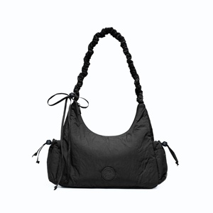 Lady Summer Fashion Crinkle Premium <b>Shoulder</b> Bag with Zipper Closure Adjustable <b>Strap</b> and Multi Pocket Storage - Product Image 1
