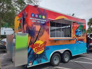 4m Stainless Steel <b>Mobile</b> Food <b>Trailer</b> 4 Wheel Tow Bar Street Food Cart Rust Resistant Custom Print Outdoor <b>Catering</b> - Product Image 4