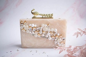 Luxury Resin Customized Clutch Handbag Fashion Metal Embellishments Stone Work Intricate Embroidery Designer Handmade Ladies - Product Image 5