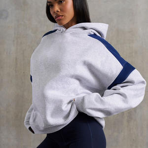 Wholesale Heather <b>Grey</b> <b>Women's</b> Drop Shoulder Cotton <b>Fleece</b> Hooded Anti-Wrinkle Breathable Winter 3D Embroidery Custom High - Product Image 1