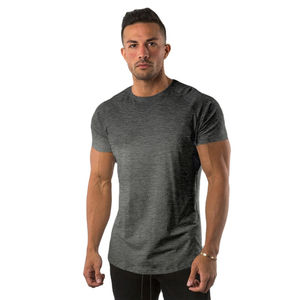 Derniers modèles de t-shirts respirants coupe ajustée en jersey de coton 100% d'été OEM T-shirts de sport ajustés solides à col rond et à muscles - Product Image 6