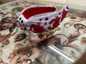 Bandeau élégant en perles de rocaille nouées de crabe accessoire Chic bandeau tressé en velours et tissu pour femmes - Product Image 2