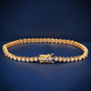 Último diseño corte redondo Moissanite diamante bisel ajuste tenis eternidad pulsera 925 joyería de plata esterlina para mujeres - Product Image 1