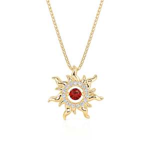 Collar Jeulia Personalizado con Colgante de Sol y Piedra de Nacimiento en Plata de Ley con Baño de Rodio - Product Image 6