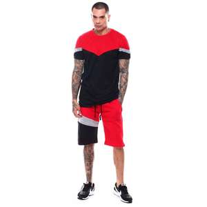OEM ODM 100% algodón hombres peso pesado camiseta pantalones cortos conjuntos neón Color impreso Logo 280 gramos Jersey tela patrón impreso - Product Image 4