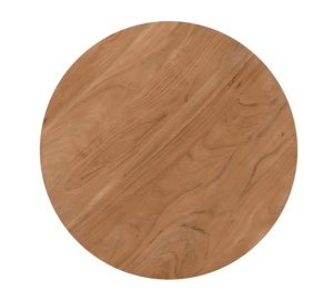 Design moderne du milieu du siècle industriel Plateau rond en bois d'acacia massif au fini naturel avec pieds en fer noir Table basse de salon - Product Image 2