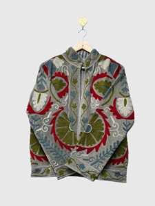 Veste en polaire brodée bohème à manches longues, col mandarin, motif floral, grande taille, vêtements d'automne pour femmes - Product Image 2