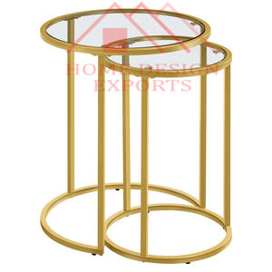 Meubles de table gigogne en marbre à structure métallique finie argentée Ensemble de table d'appoint pour canapé de salon Table gigogne en métal de 3 tailles - Product Image 3