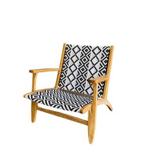 Sillas de Jardín con Estructura de Madera de Teca y Motivos de Tela Tejida, que Brindan una Impresión Elegante y Moderna - Product Image 3