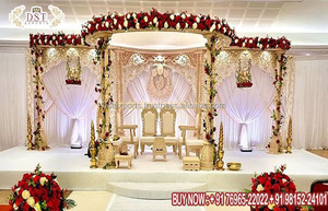 Mandap DE BODA Srilankan y decoración de ceremonia Matrimonio del sur de la India Decoración de Mandap abierto Grand Golden Mangalam Mandap Australia - Product Image 6