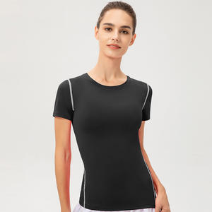 OEM Logo Quick Dry Tight Gym Fitness Running Ladies camiseta alta elasticidad 85% poliéster 15% Spandex camiseta para hombres - Product Image 2