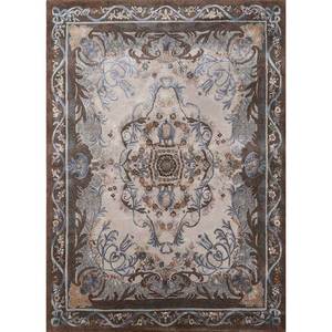 พรมขนสัตว์และใยวิสโคสทอมือลายเหรียญสีเบจ-น้ำตาล รุ่น Top-180 สำหรับบ้าน ห้องนอน ห้องนั่งเล่น กว้าง 4 เมตร หนา 10 มม. - Product Image 1